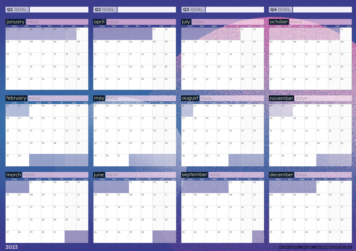 Teal wall planner